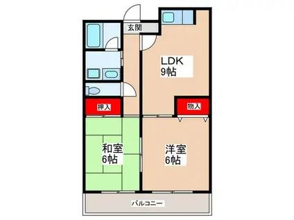 STATION K-II(2LDK/3階)の間取り写真