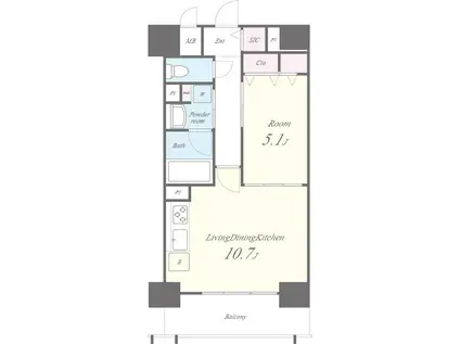 プログレッセ新大阪(1LDK/9階)の間取り写真