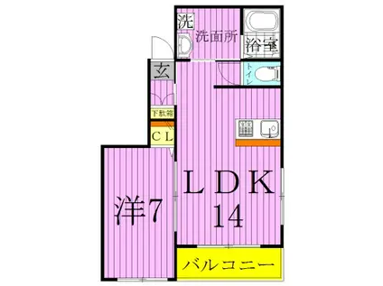 SKビル(1LDK/3階)の間取り写真