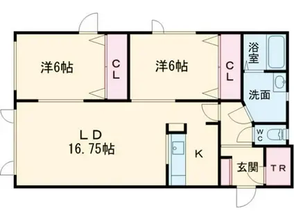 シルフィード木場町(2LDK/2階)の間取り写真