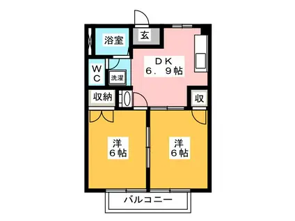メゾン須賀I(2DK/2階)の間取り写真
