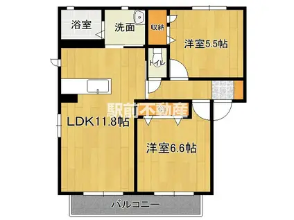 グランシャリオ(2LDK/2階)の間取り写真