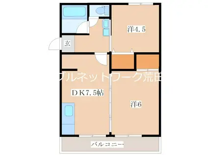 プレイスいしき(2DK/4階)の間取り写真