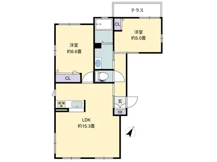 シャーメゾン セレッソカーサ(2LDK/1階)の間取り写真