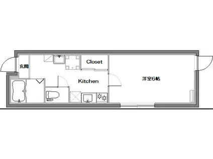 PASTEL三軒茶屋(1K/1階)の間取り写真