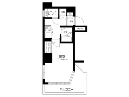 パークウェル麻布十番(1K/2階)の間取り写真