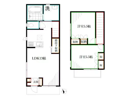 立野町21ー19(2LDK/1階)の間取り写真
