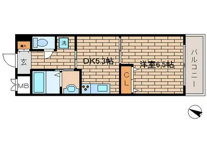 ウエストアヴェニュー(1DK/3階)の間取り写真