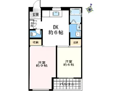 チェリーコート(2DK/5階)の間取り写真