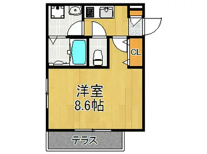 エヴァーハイブ(1K/1階)の間取り写真