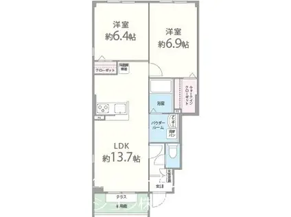 サンシエスタ(2LDK/1階)の間取り写真