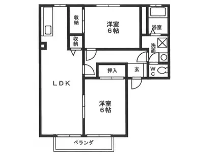 サンビレッジ花畑C棟(2LDK/2階)の間取り写真