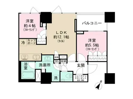 パークコート千代田四番町(2LDK/13階)の間取り写真
