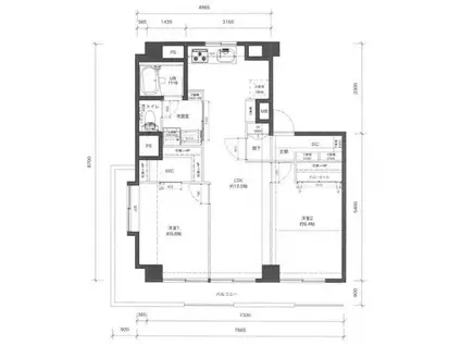 メゾンクレール(2LDK/2階)の間取り写真