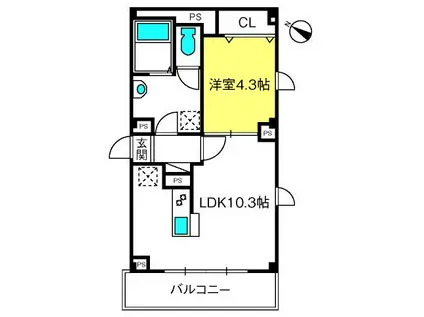 BELL WOOD(1LDK/2階)の間取り写真