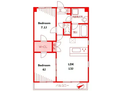 RESIDIR(2LDK/3階)の間取り写真