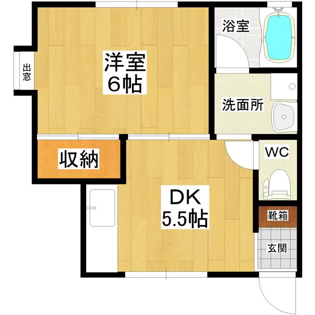 ヴェスティートTSUCHIURA(1DK/1階)の間取り写真