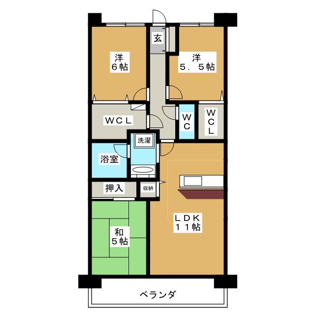 レジディア東松戸(3LDK/1階)の間取り写真