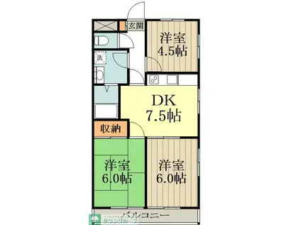 ピア小金井(3DK/3階)の間取り写真