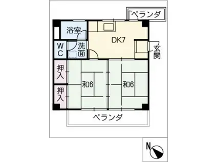 コーポ大島(2DK/2階)の間取り写真