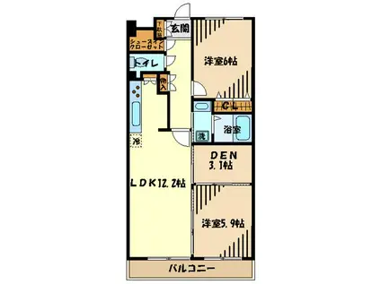 プレジール立川(2SLDK/3階)の間取り写真