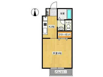 ひまわりハイツ(ワンルーム/2階)の間取り写真