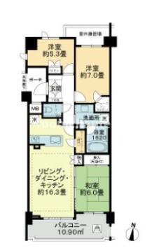 プラウド横濱ヒルトップ(3LDK/5階)の間取り写真