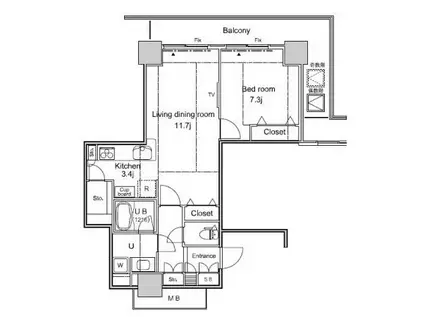 パシフィックロイヤルコートみなとみらいオーシャンタワー(1LDK/15階)の間取り写真
