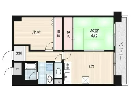 阪急曽根ユーリプラザII(2DK/8階)の間取り写真