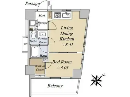 ファミール表参道ベルファース(1LDK/5階)の間取り写真