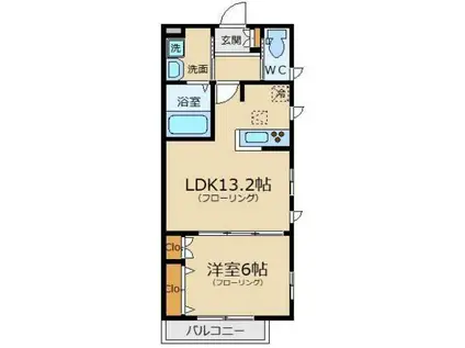 エルミタージュ永福町 (1LDK/3階)の間取り写真