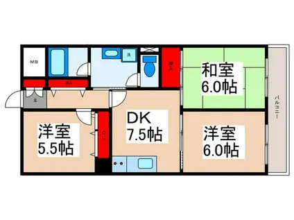 レイ・グランデII(3DK/3階)の間取り写真