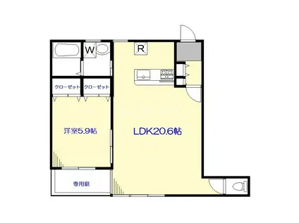 LE COEUR都立大学B棟(1LDK/1階)の間取り写真