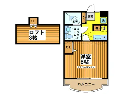 ぱいんくれすと(1K/1階)の間取り写真