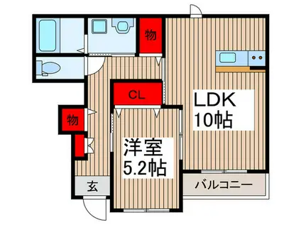 ラ・セゾン・クレール(1LDK/1階)の間取り写真