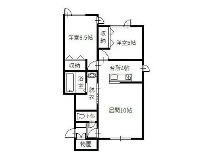 BILLS B棟(2LDK/2階)の間取り写真