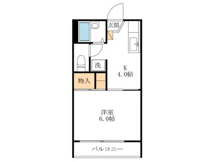 サンライズ平成B(1K/2階)の間取り写真