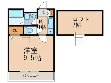 カーサアンリコ(1K/1階)の間取り写真
