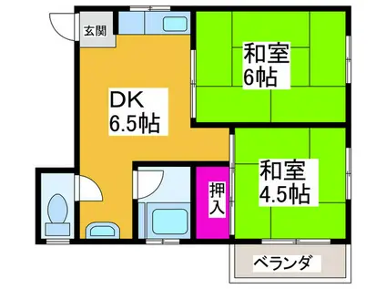 マンション松本(2DK/2階)の間取り写真