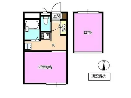 グランデ南高田(1K/2階)の間取り写真