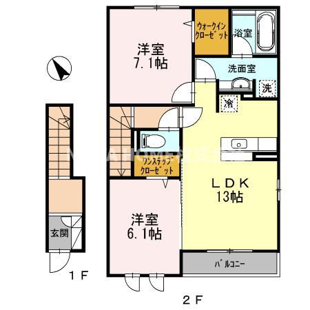BELLE FAMILLE(2LDK/2階)の間取り写真