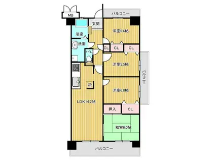 スペリアシティ名南アネックスI(4LDK/2階)の間取り写真