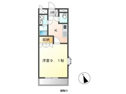 ハート・ピュア宇和田(1K/3階)の間取り写真