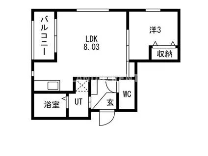 ソルヴェール馬出(1LDK/5階)の間取り写真