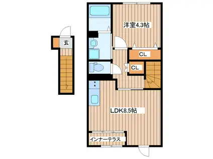 モアナマカナエルア(1LDK/2階)の間取り写真