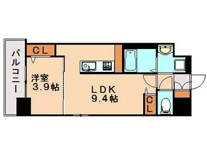 レジデンス23(1LDK/8階)の間取り写真