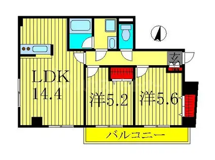 カーサフェリーチェ柴又(2LDK/2階)の間取り写真