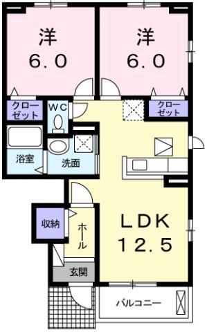 クラールプレディエA(2LDK/1階)の間取り写真