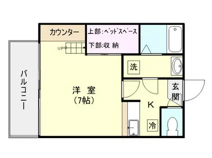 ティダ小松原(1K/2階)の間取り写真