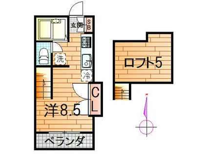 レモンハウス桧町(ワンルーム/2階)の間取り写真